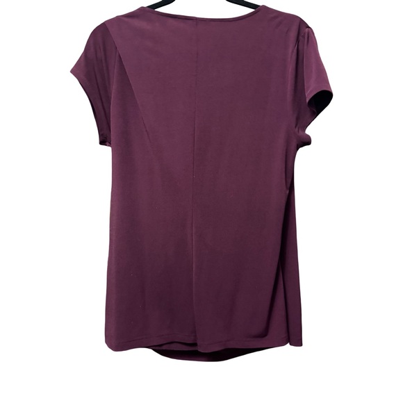 Banana Republic short-sleeve draped v-neck top in a deep plum color. - Picture 2 of 6